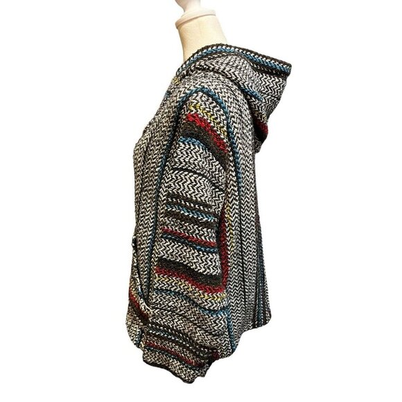 Baja Joe Women's Size Large Mexican Blanket Hoodie Multicolor Pullover - Picture 2 of 8